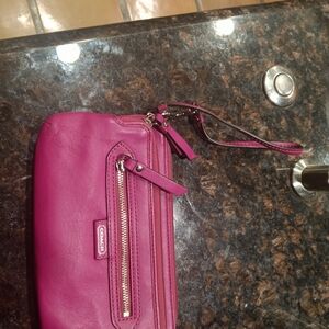 Coach Magenta Leather Wristlet